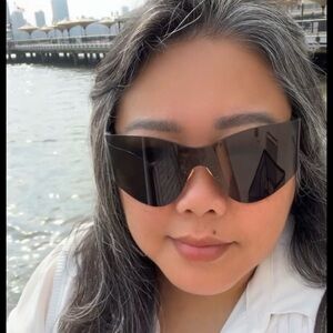 Balenciaga Ultra Chic Wrap Around Dark Grey Sunglasses